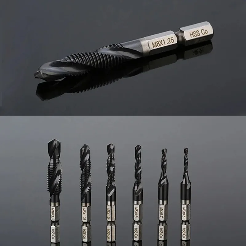 

BIESUO M35 TiAlN Coated Combination Drill Tap Bit Countersink HSS-Co Taps Metric Combination Bit Hex Shank M3 M4 M5 M6 M8 M10