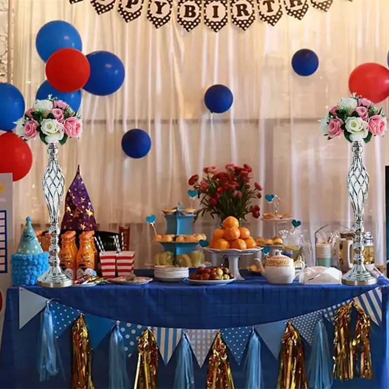 10 Stück Goldene Blumenvasen, Kerzenständer, Deko-Ständer für Hochzeiten, Partys, Events, Tischdekoration, Säulenkerzenhalter – Detail 4