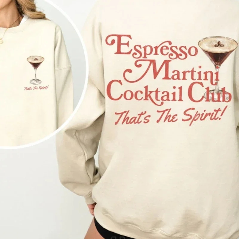 Espresso Martini Sweatshirt Cocktail Club Crewneck Sweatshirt Old Money Aesthetic Retro Y2K Hoodie 90s Nostalgia Downtown Girl