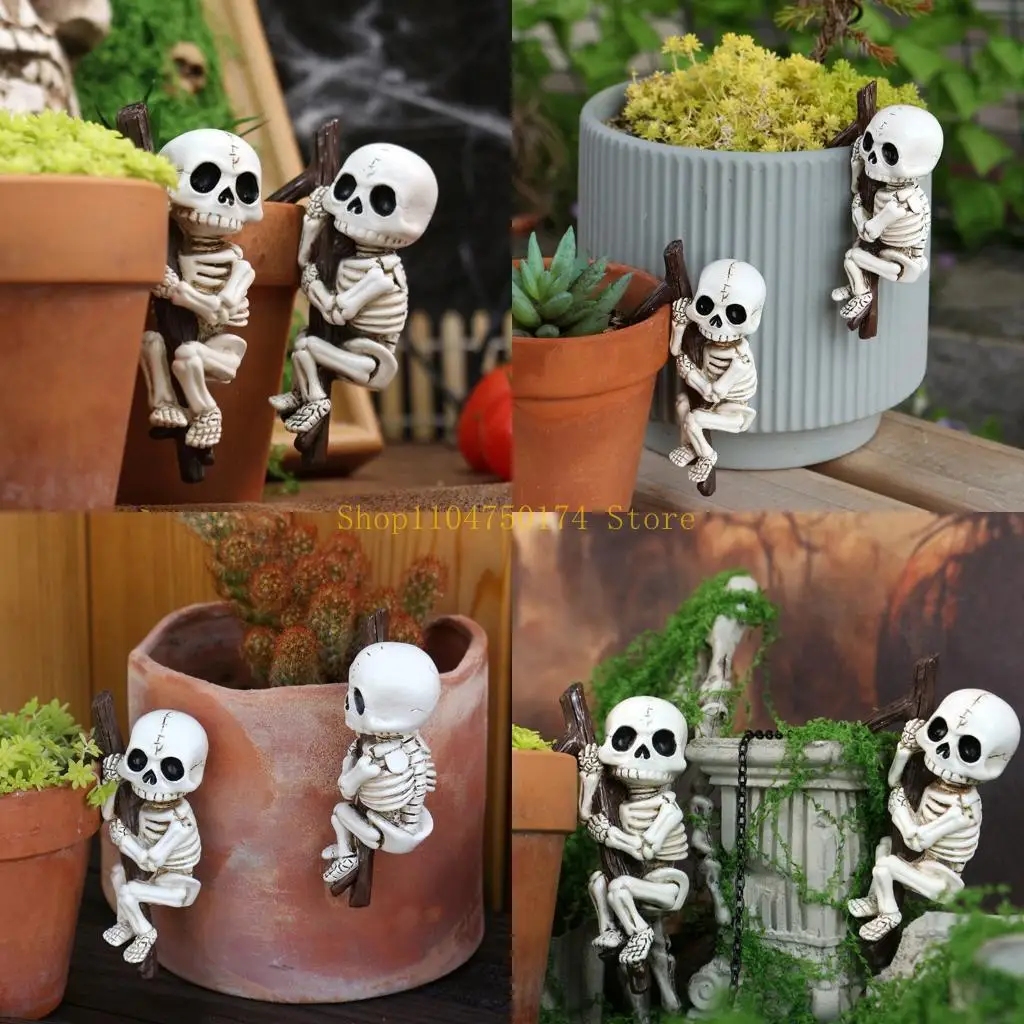 

Mysterious Skull Sculpture Hanging Pot Holder Easy Install Suitable For Halloween Home Office Decoration Ornaments 2pcs top sale