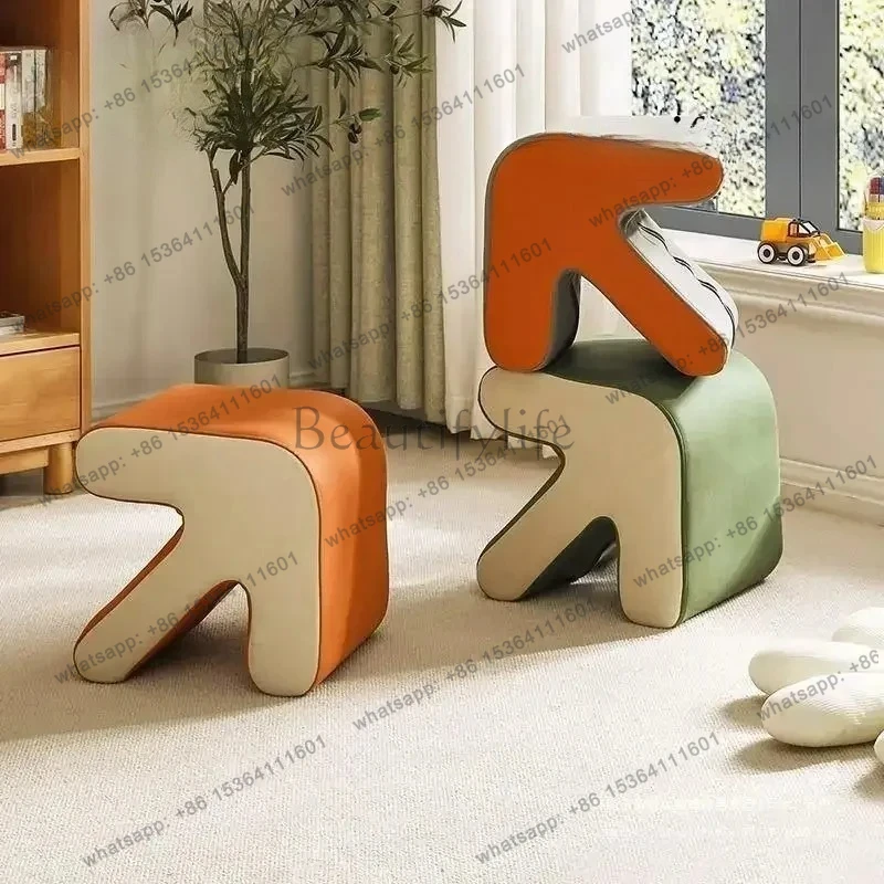 

Arrow Shape Stool Nordic Luxury Bedroom Small Chair Non Slip Living Room Decor Soft Foam Seat Office Footrest Furniture