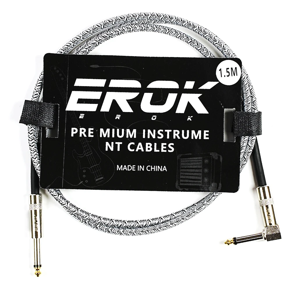 EROK 1.5M Guitar Audio Music Cable Noise Reduction Line 6.35 Male to Male Color Braided Line Connect Pedal Cables Guitar Parts