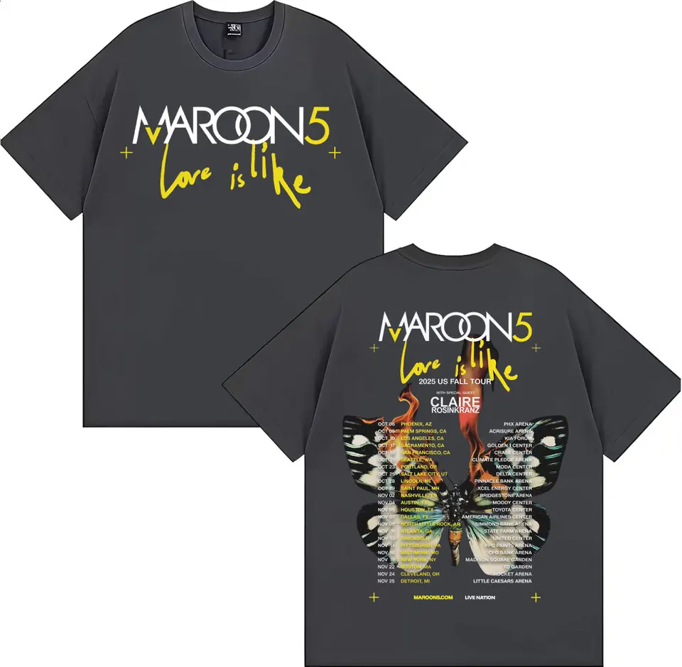 Band Maroon 5 Love Is Like US Fall Tour 2025 T Shirt Men Women