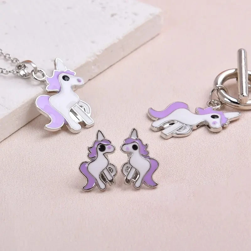 Fashion Exquisite Luminous Unicorn Series Silicone Watch + Unicorn Bracelet Set