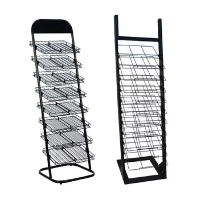 

Custom Size Color Logo High Hardness Multi Tier Metal Stand Shelf Magazine Shelf Display for Multiple Occasions