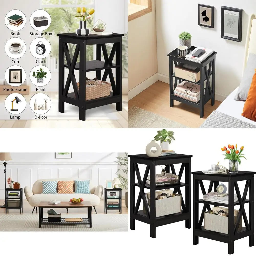 

Contemporary Side Table with Storage Shelf for Bedrooms and Living Spaces