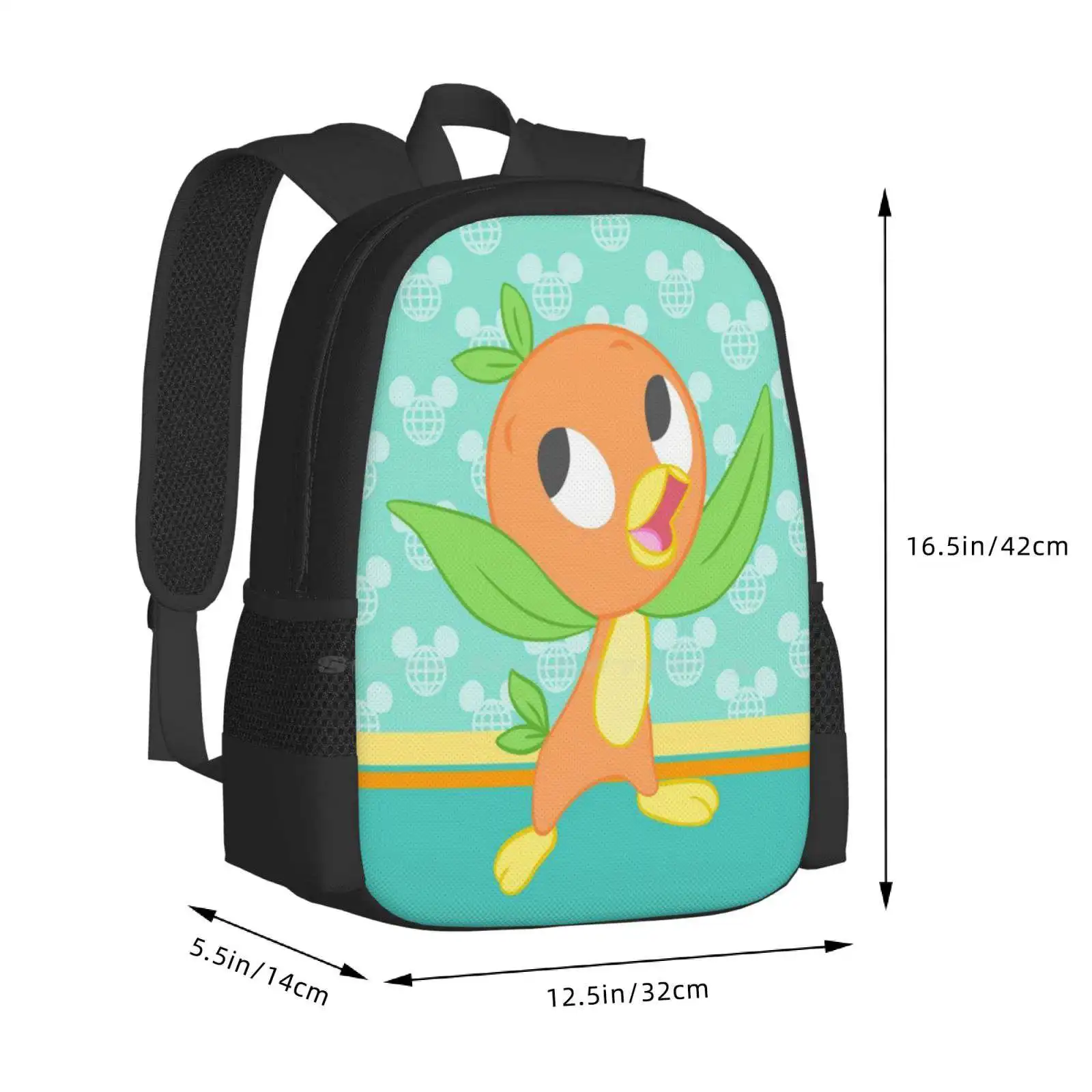 Wdw-mochila con diseño de pájaro naranja, morral escolar, naranja