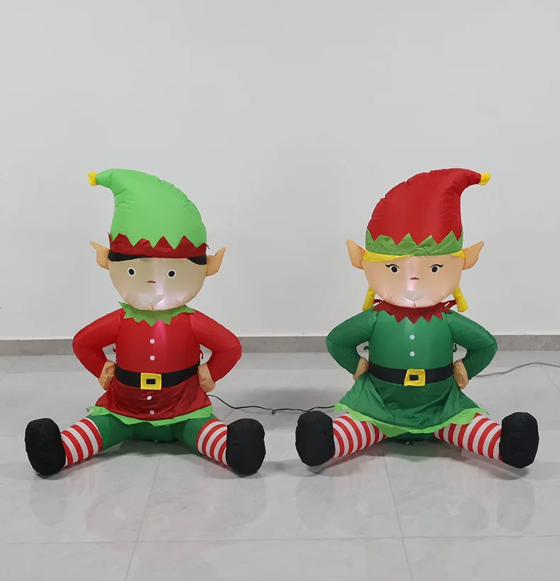 NUOVE decorazioni natalizie gonfiabili Ornamento per bambola elfo giocattolo gonfiabile natalizio per esterni illuminato a LED