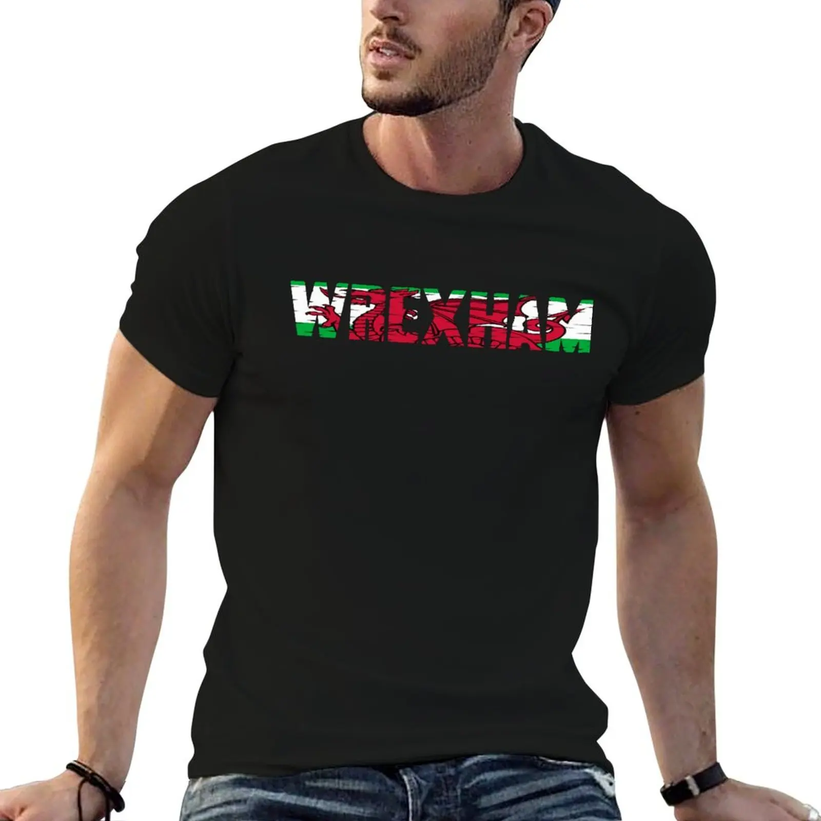 

WREXHAM WELSH FLAG T-Shirt t shirts for man cotton soft essential t shirt T-Shirt
