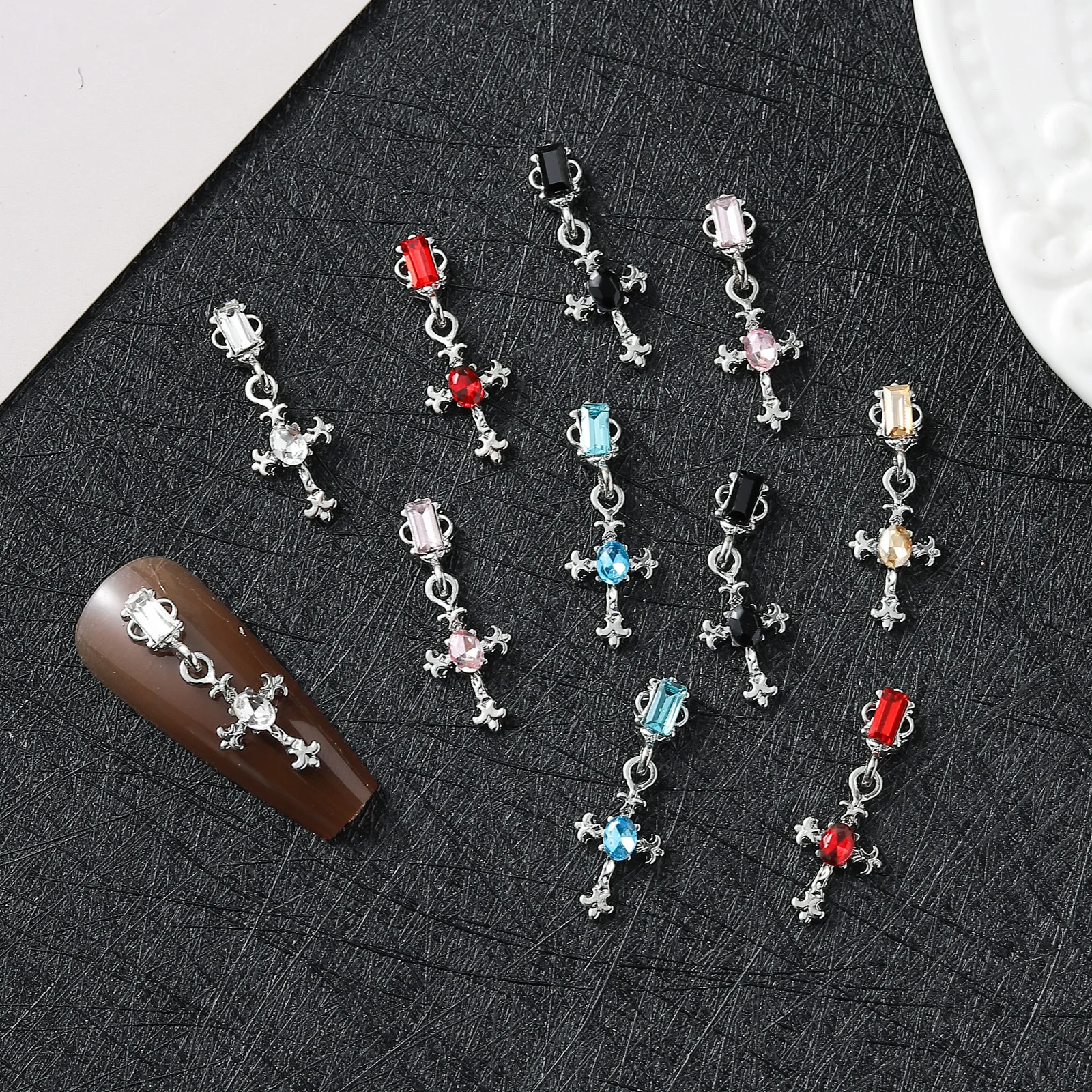 5pcs miniso colorful cross cartoon nail charms for diy nail making cute mini metal nail art decoreation