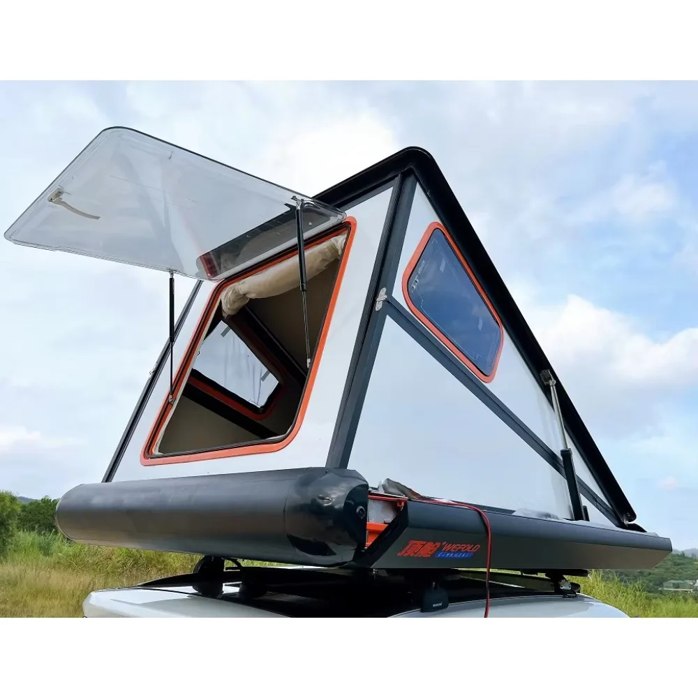 Outdoor Auto Folding Glamping Sun Shelter Shower Triangle Car Roof Top Rv Trailer Cabin Sleep Camping Tent Waterproof with Bed