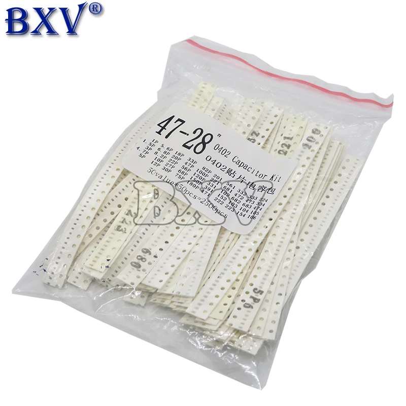 0402 SMD Ceramic Capacitor Assorted Kit New 1pF~10uF 50values*50PCS=2500PCS Chip Ceramic Capacitor Samples Kits