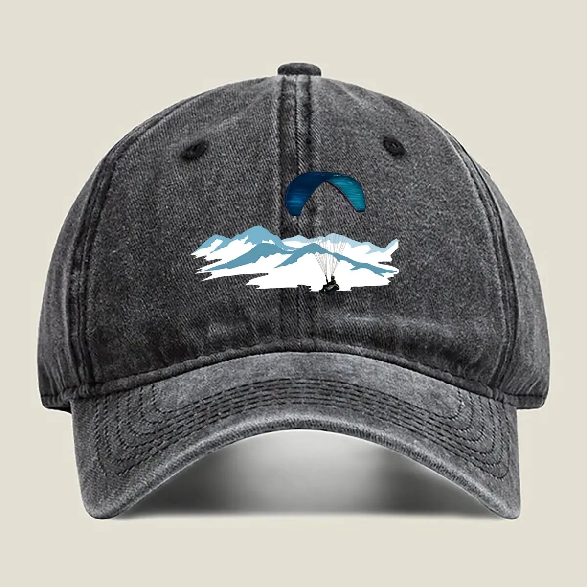 

Paragliding Adventure Soaring Above Mountains Washed Baseball Cap