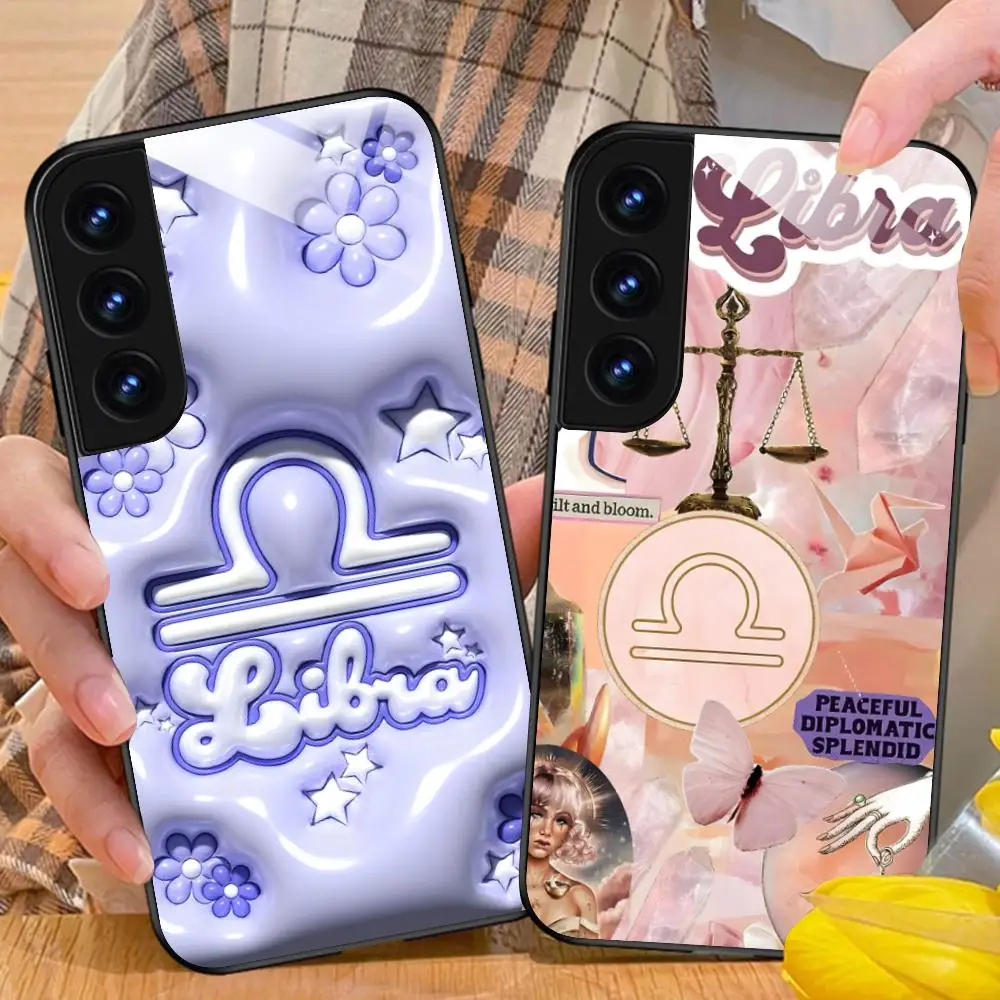 Zodiac Sign Libra Phone Case for Samsung Galaxy S26 S25 S24 S23 S22 S21 S20 Note20 Plus FE Ultra Glass Protective Cover