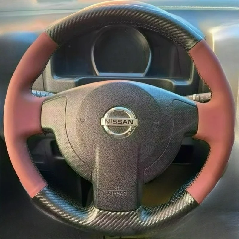 

Чехол на руль автомобиля из коричневой кожи с карбоновым волокном, ручной работы, противоскользящий, для Nissan Qashqai 2010-2015 X-TRAIL Rouge