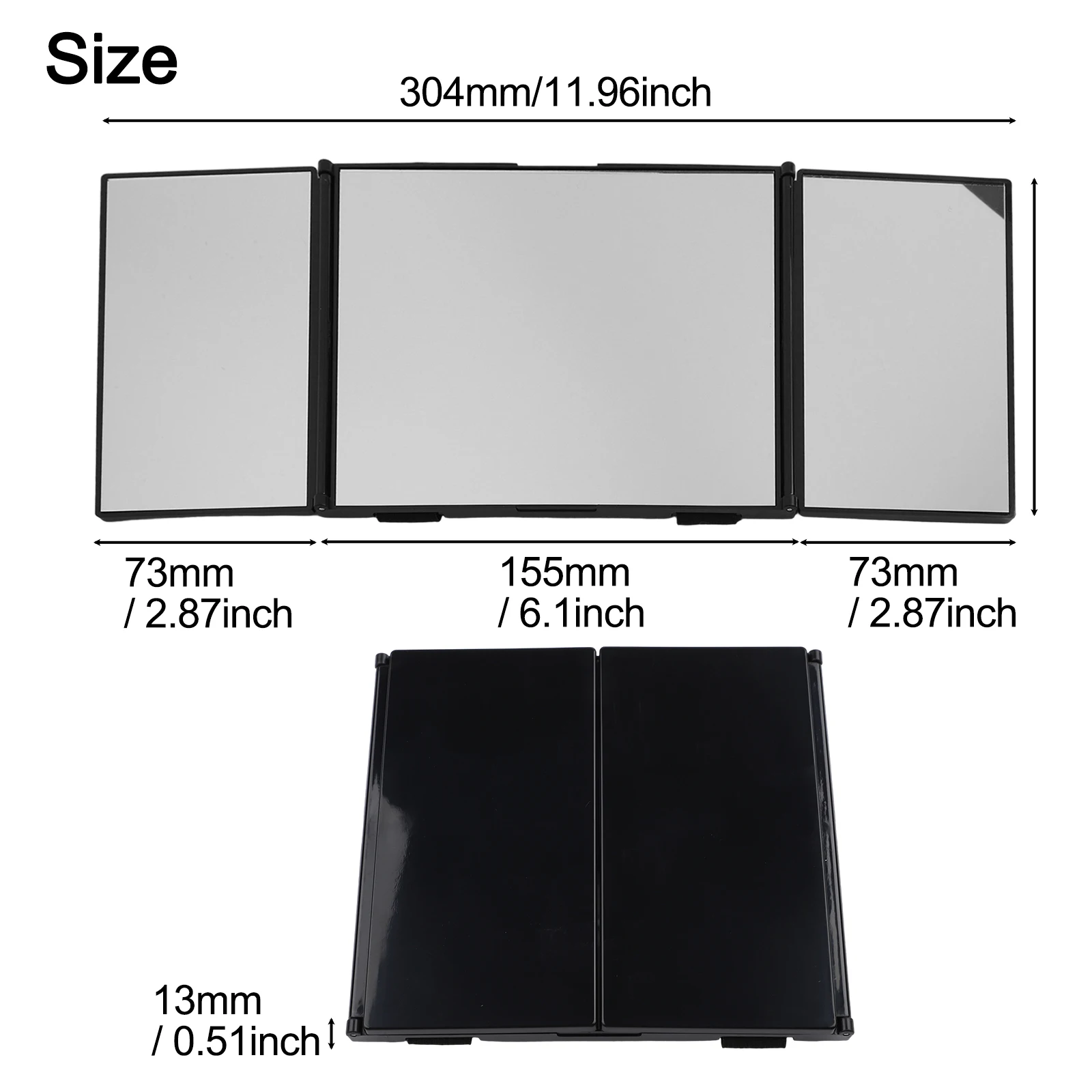 3-Way 360-Degree Folding Mirror For Haircuts Shaving & Makeup Hair Coloring Braiding DIY Haircut Car Sunshade Mirror