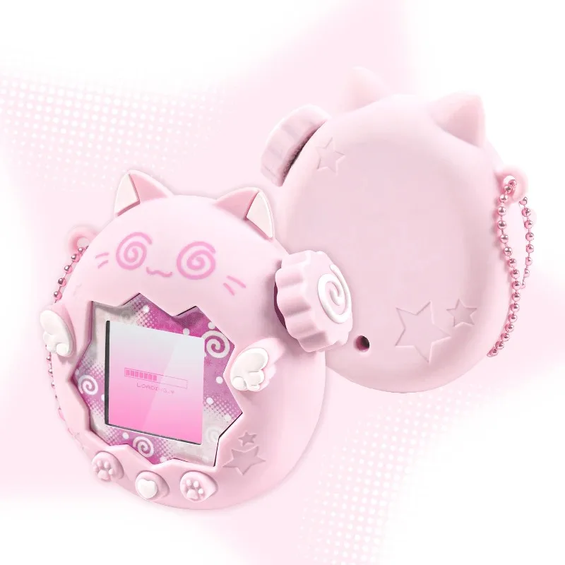 For Tamagotchi Paradies Cute Cat Angel Silicone Protective Case Includes Knob Cover Sticker and Lanyard