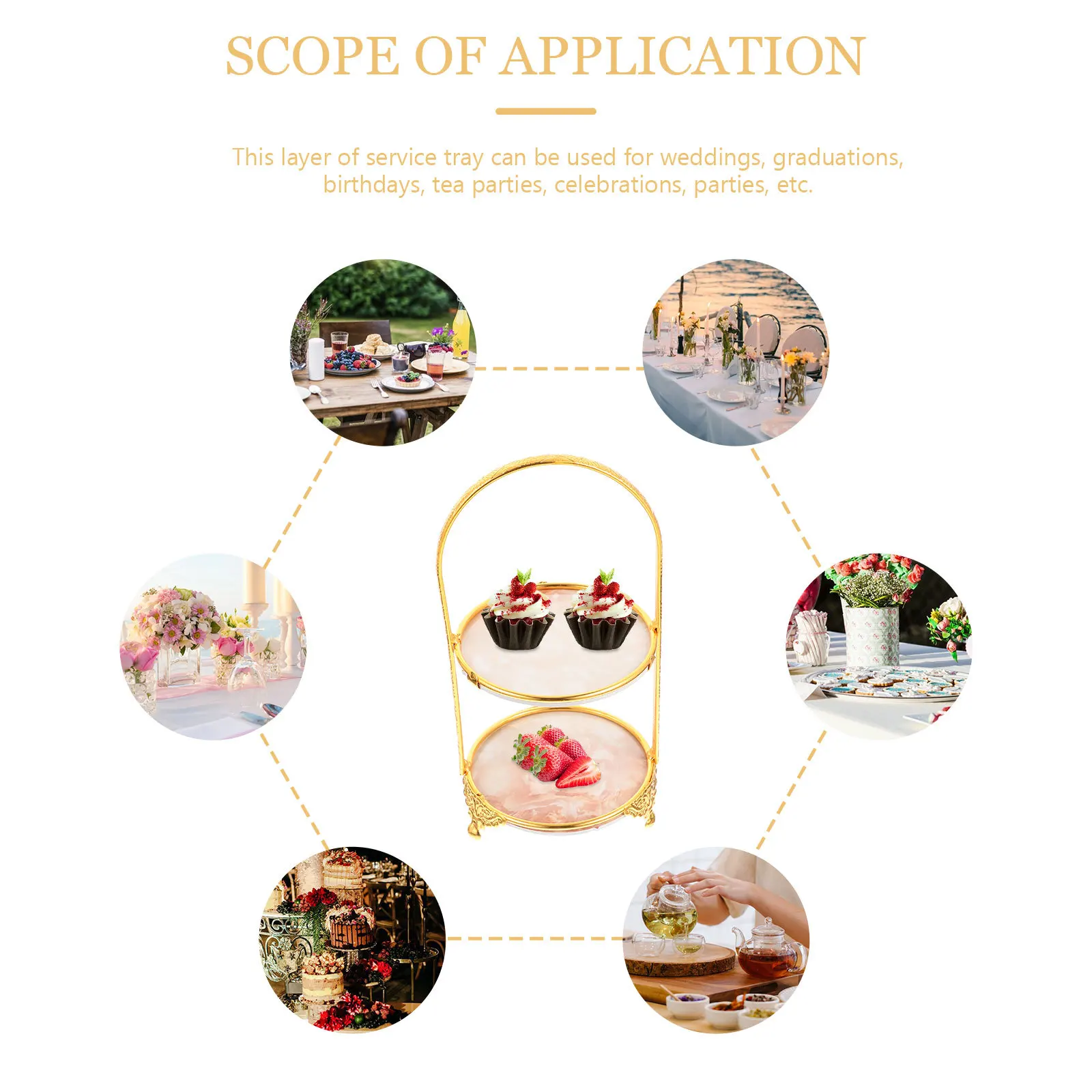 

Cake Stand Double Layer Metal Dessert Display Tray For Fruit Snacks Portable Tiered Serving Stand Gold Cupcake Holder