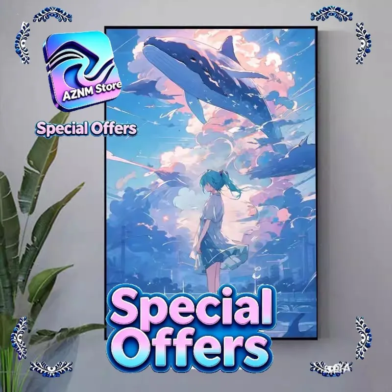 Póster de Lona de Hatsune Miku en Varios Tamaños, Decoración de Pared para Dormitorio, Mural sin Marco, Solo el Cuadro