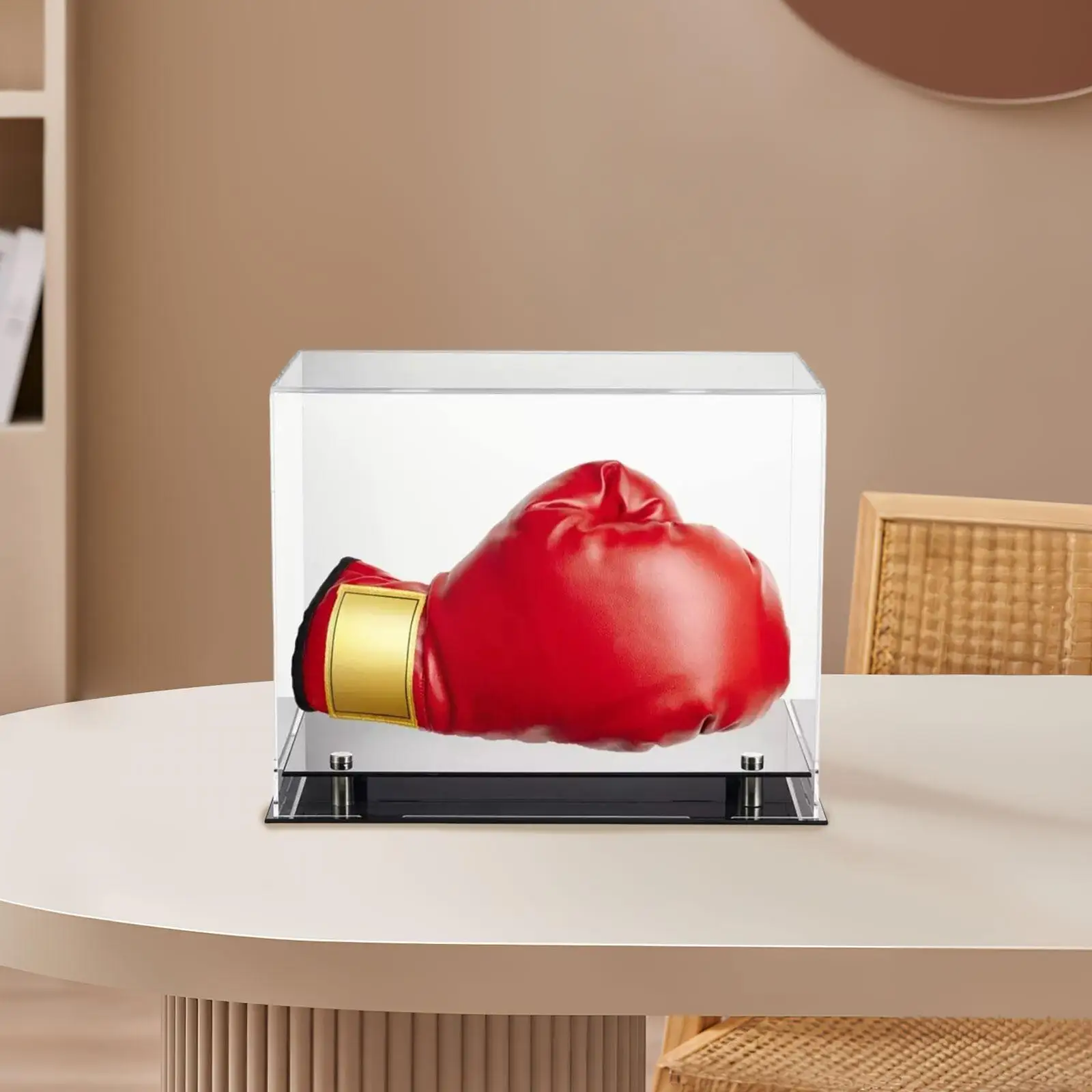 حقيبة عرض قفاز الملاكمة، حامل شفاف للتذكارات والتخزين في المكتب أو المنزل #4