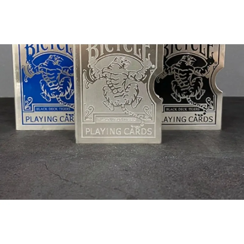 1mm t clipes de cartão de jogo de aço inoxidável truques mágicos acessórios adereços tigre cartão guarda clipe mágicos magia adereços ilusões