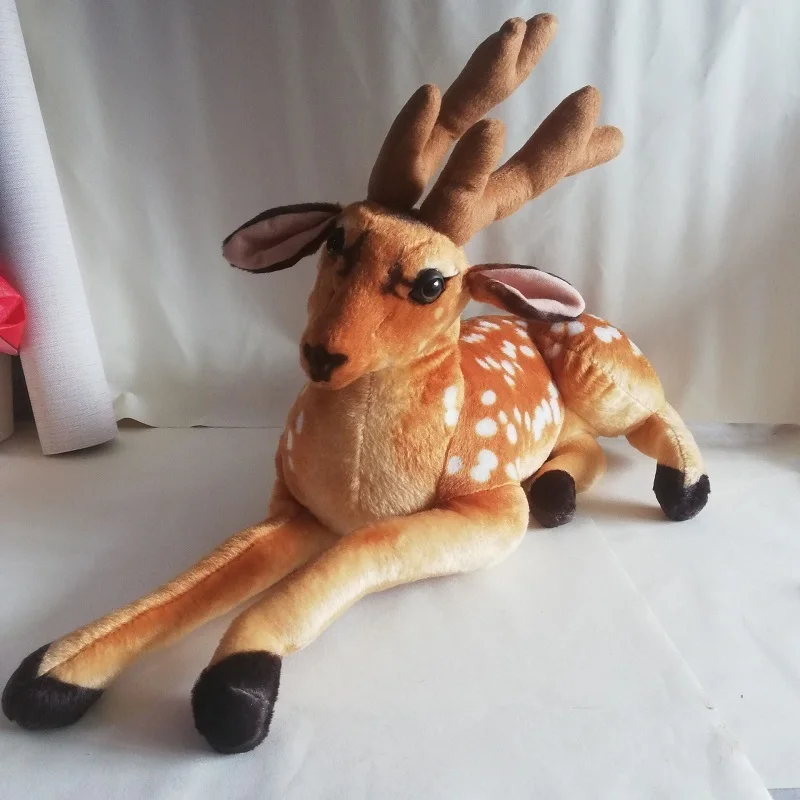 Large 80cm Plush Toy Prone Sika Deer Soft Doll Throw Pillow  Sofa Cushion Toy Birthday Xmas Gift h1647