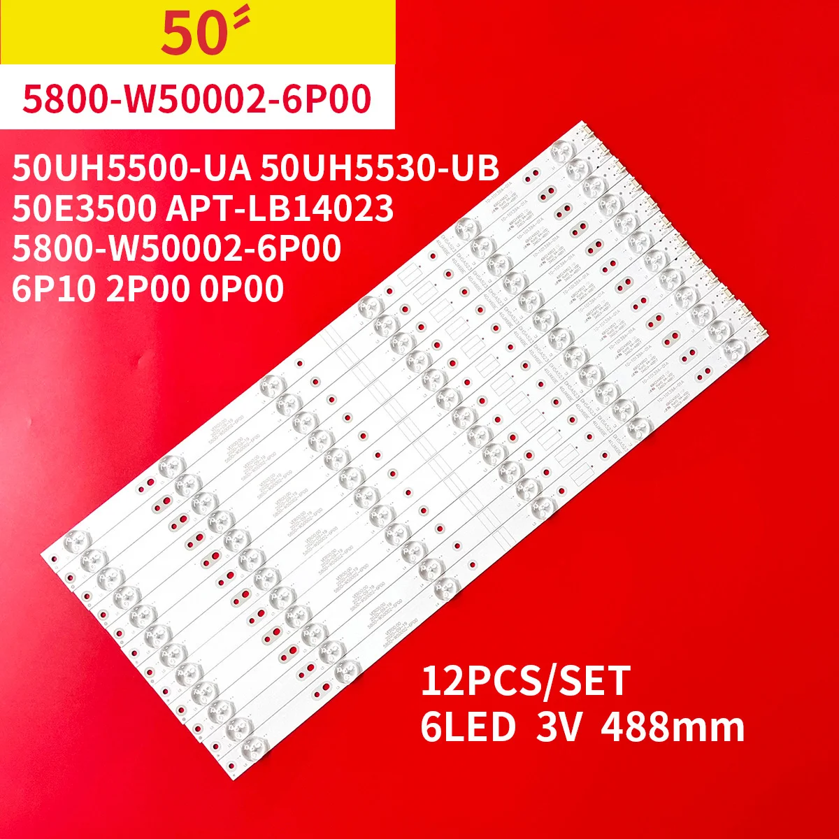 6LED 490mm LED for 50UH5500 50UH5530 5835-W50002-2P00 5800-W50002-0P00 6P10 2P00 6P00 APT-LB14023 50E3500 50E6100 50V6E 50E6000