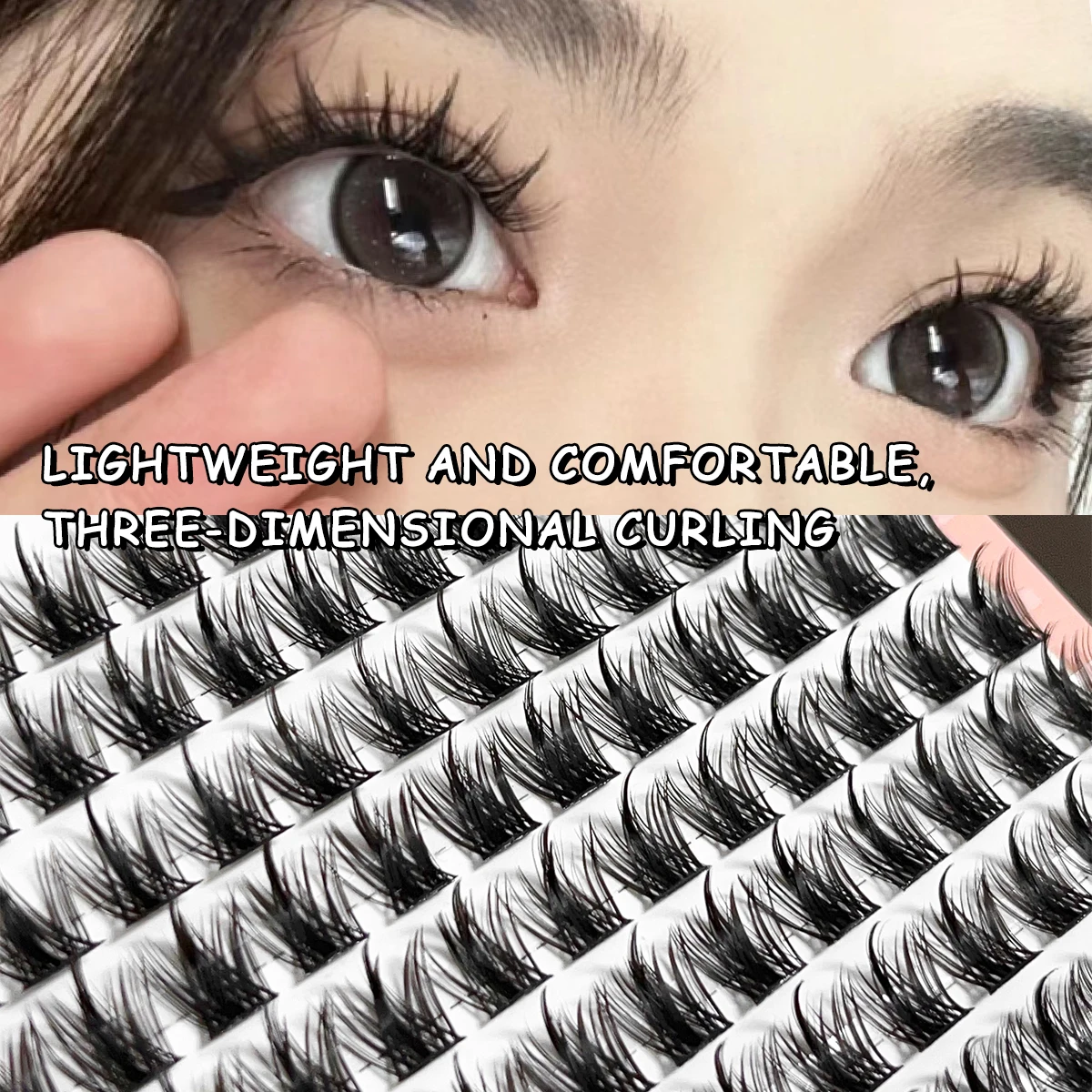 Large-capacity false eyelashes trilogy, little devil false eyelashes, single cluster, natural wheat ear grafted eyelashes