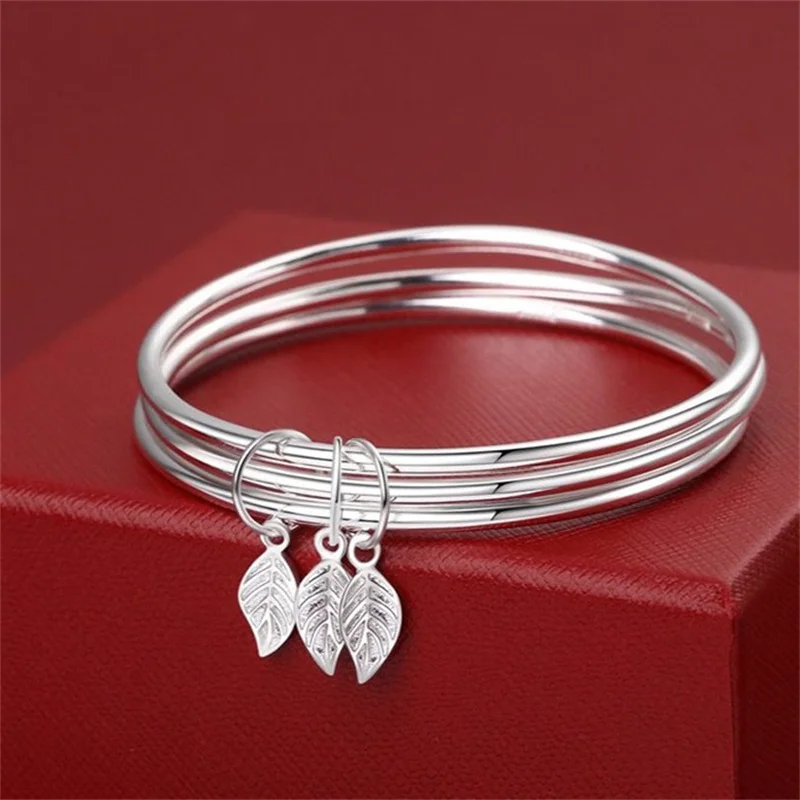 

High quality 999 sterling silver multi ring bracelet for women, simple three ring bracelet, give your lover a birthday gift