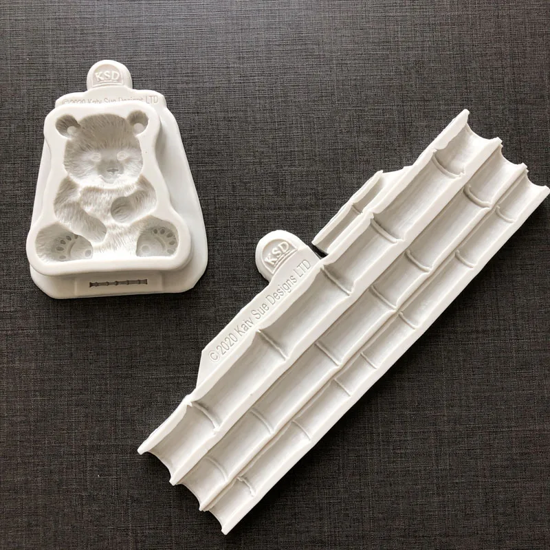 Panda Bamboo Silicone Mold Cake Border Fondant Decorating Tools Cupcake Topper Chocolate Gumpaste Candy Mould