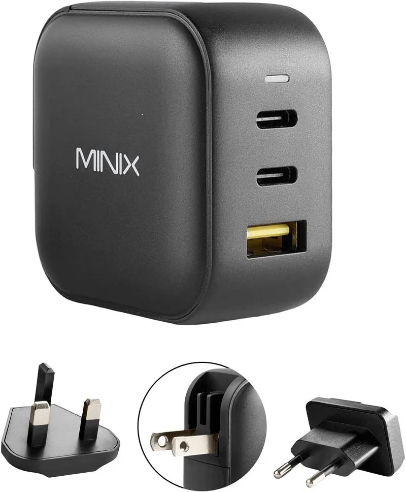 

MINIX P1 66WUSB C Charger Travelling with multi plugs EU/US/AU/UK , For Macbook ,For iPhone , For Samsung and more