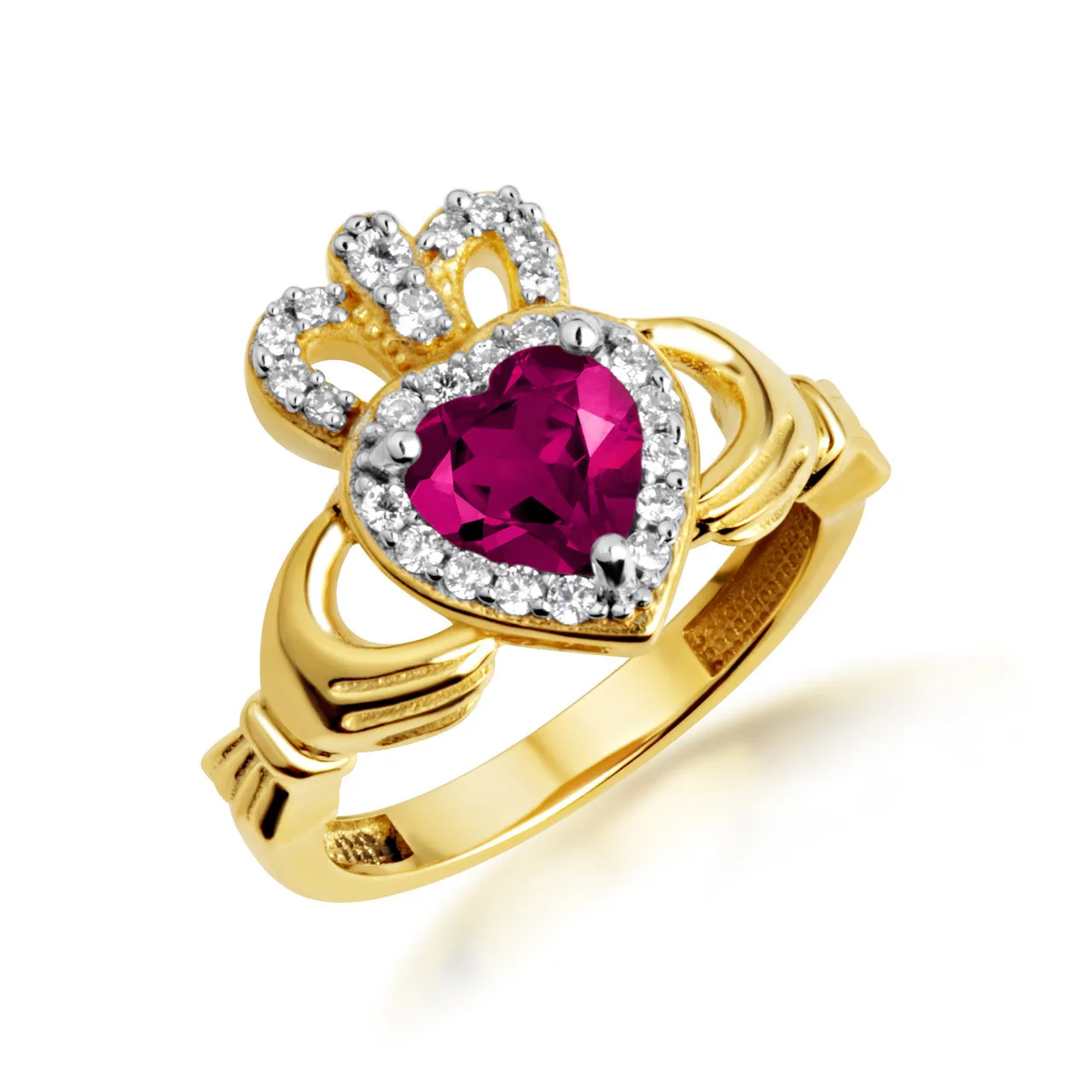 

Fashionable European and American Love Ring S925 Pure Silver Inlaid Heart Shaped Pink Diamond Ring Jewelry