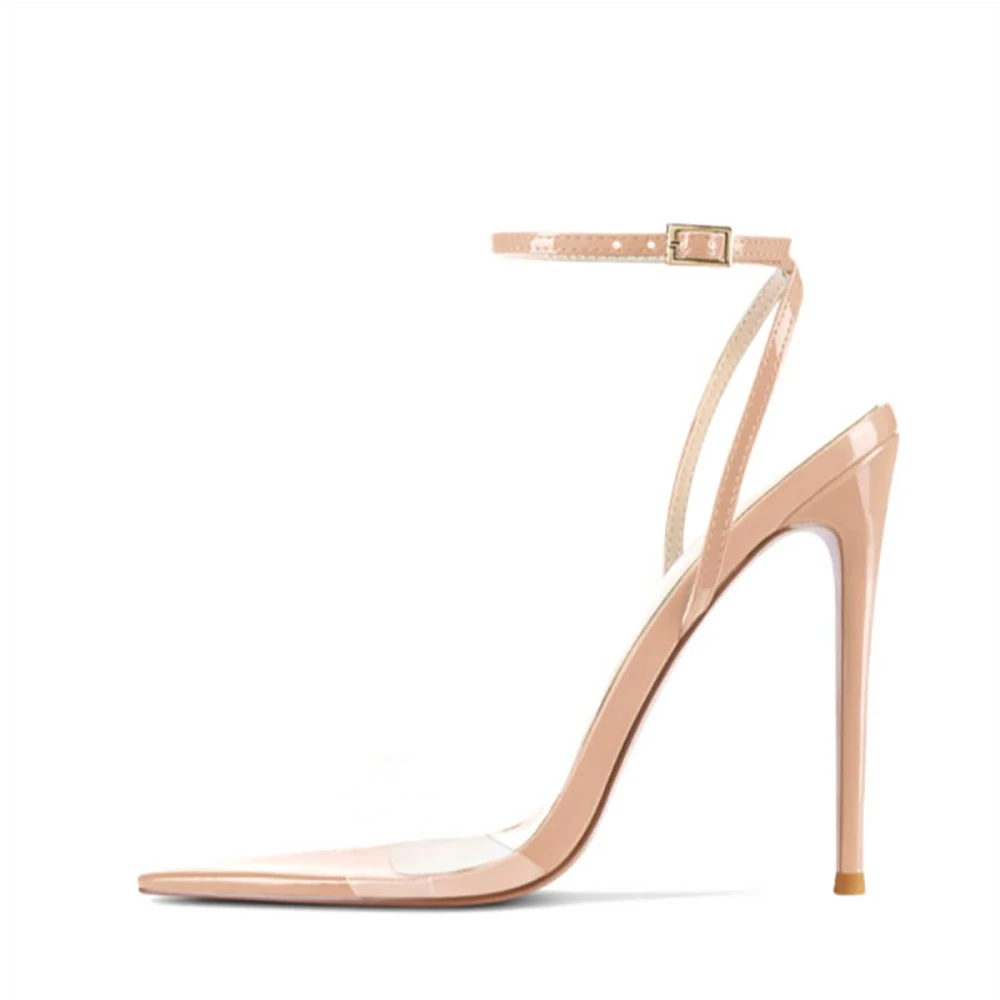 Women Clear PVC High Heel Sandals Open Toe Ankle Strap Stiletto Wedding Party Shoes Custom Color