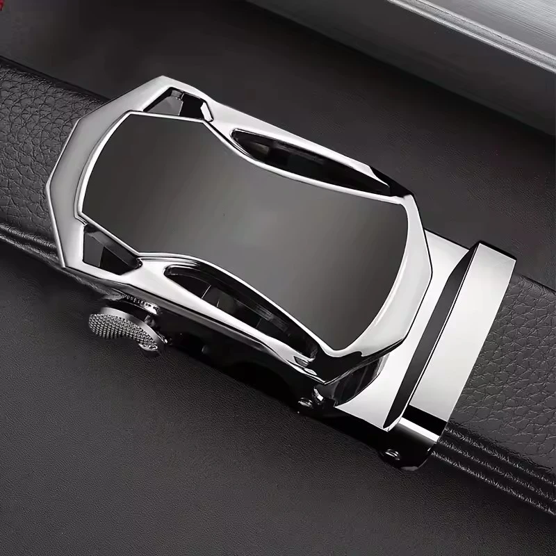 Berühmter Markengürtel für Herren, hochwertiges Leder, Luxusgürtel, Metallgürtel mit automatischer Schnalle, Business-Freizeit-Trendgürtel, für ideale Geschenke – Detail 2
