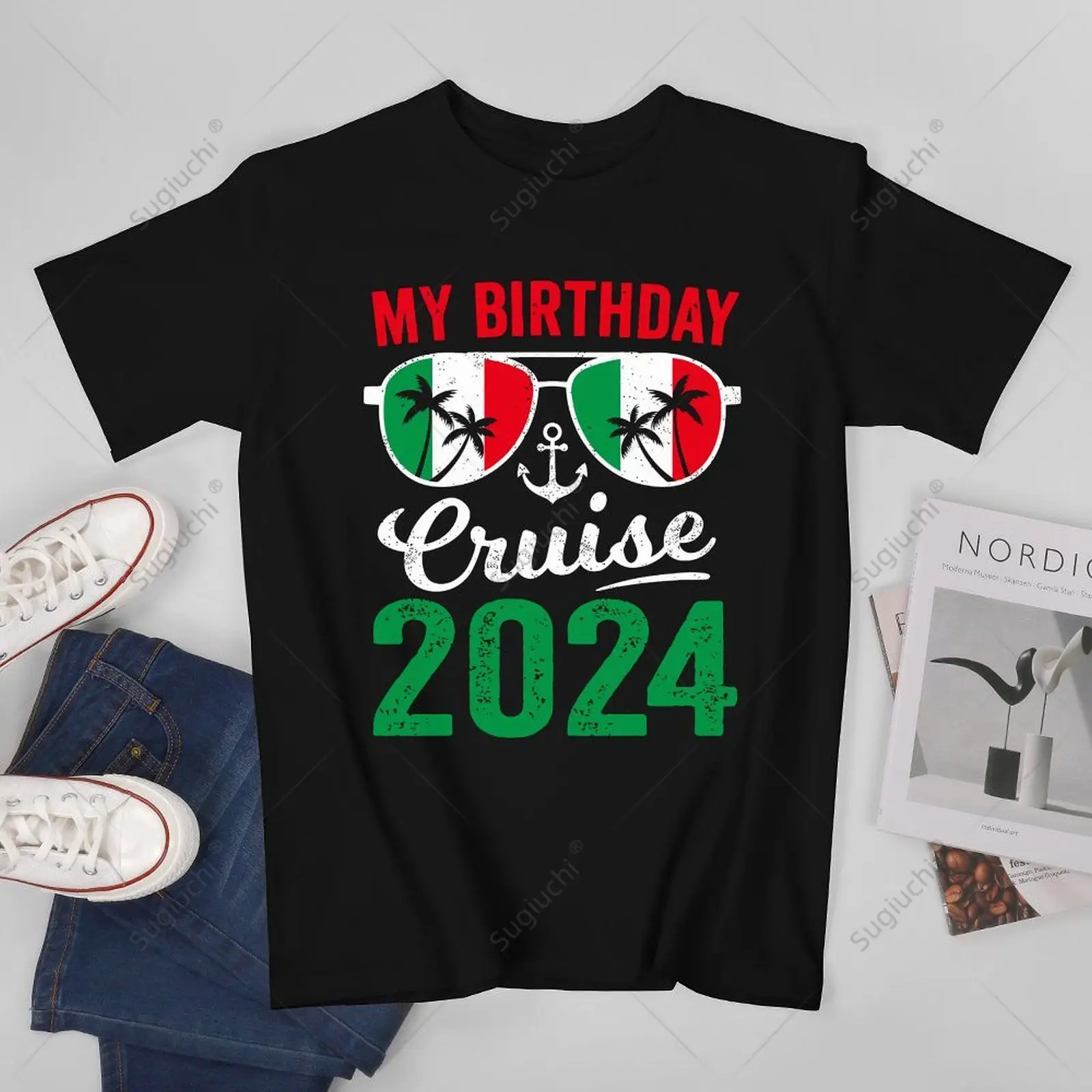 Men Birthday Cruise 2024 Retro Italy Flag Italian Boys Toddler Tshirt Tees T Shirts Women Boys 100% Cotton T-Shirt