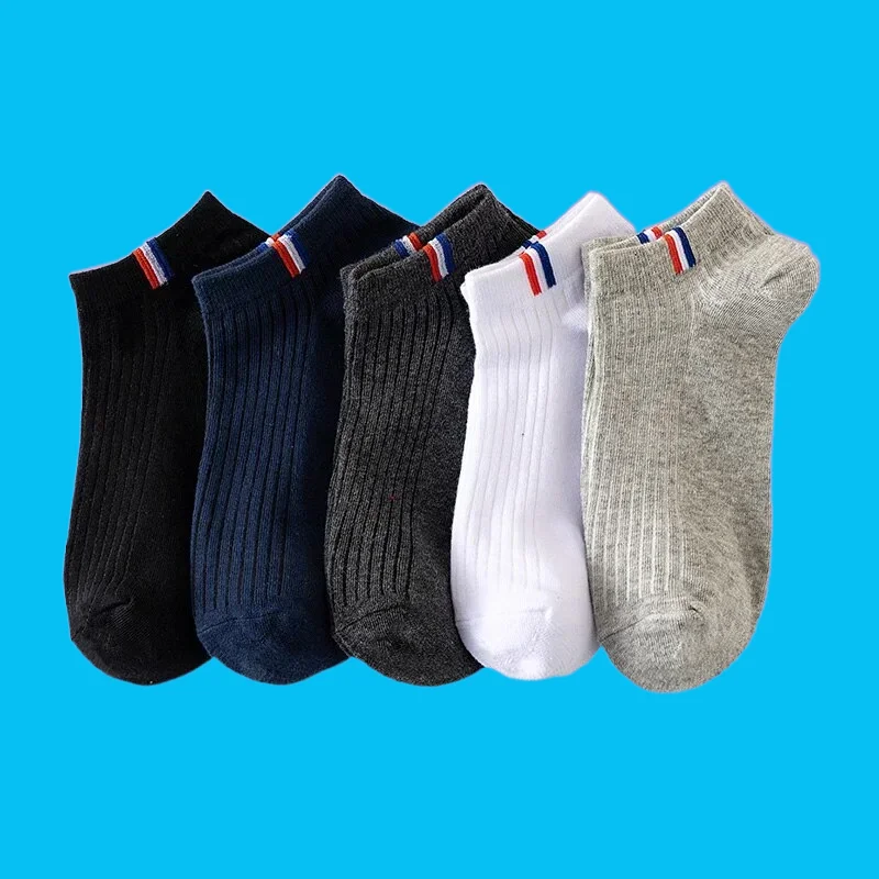 5/10 Pairs Breathable Sweat Deodorant Sports Ankle Socks Socks Soft Cotton Male Low Cut Sock High Quality Men's Solid Boat Socks