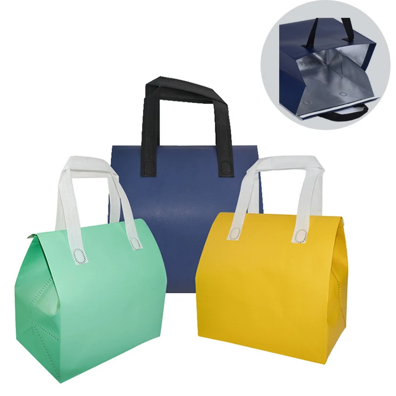 

10 Non Woven Insulated Bags Summer Winter Laminated Waterproof Food and Beverage Shopping Bag Tote Ziplock Bag For Wholesale