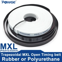 POWGE PU MXL Open Timing belt Width 4.8/6/10/12/15mm Rubber Neoprene fiberglass Polyurethane Steel core trapezoidal MXL Pulleys