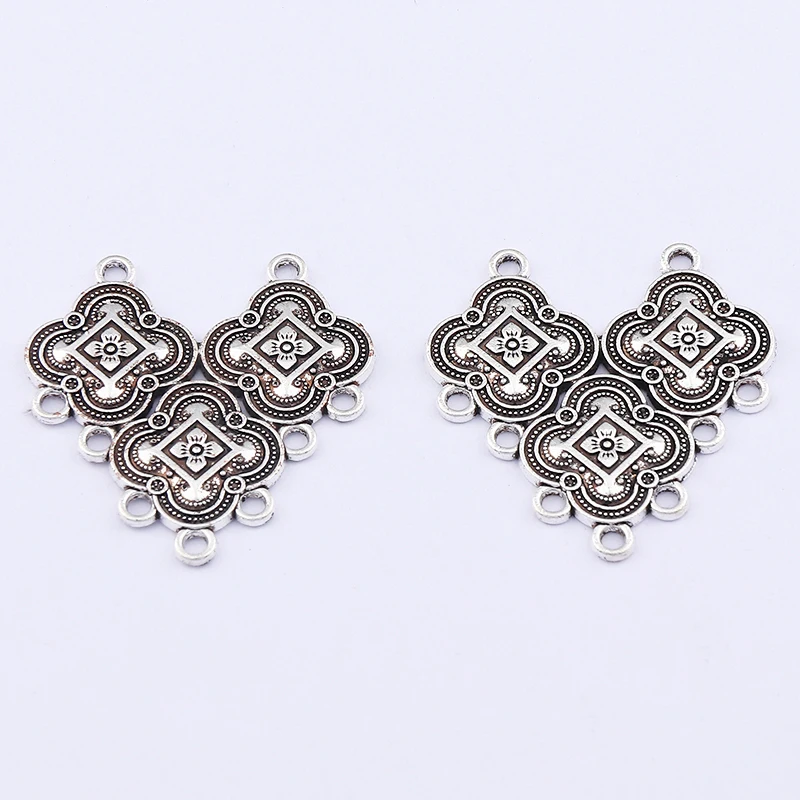 10 x Tibetan Silver Tone Vintage Ethnic Dangle Drop Connector Earring Charms Pendants For Jewelry Making Findings