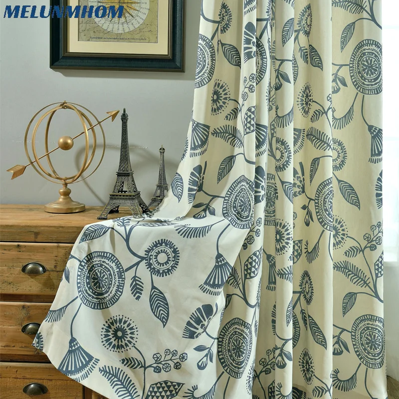 

Modern Polyester Cotton Printing Half Shading Curtains for Living Room Bedroom Kitchen Study Drapes Window Treatments Panel