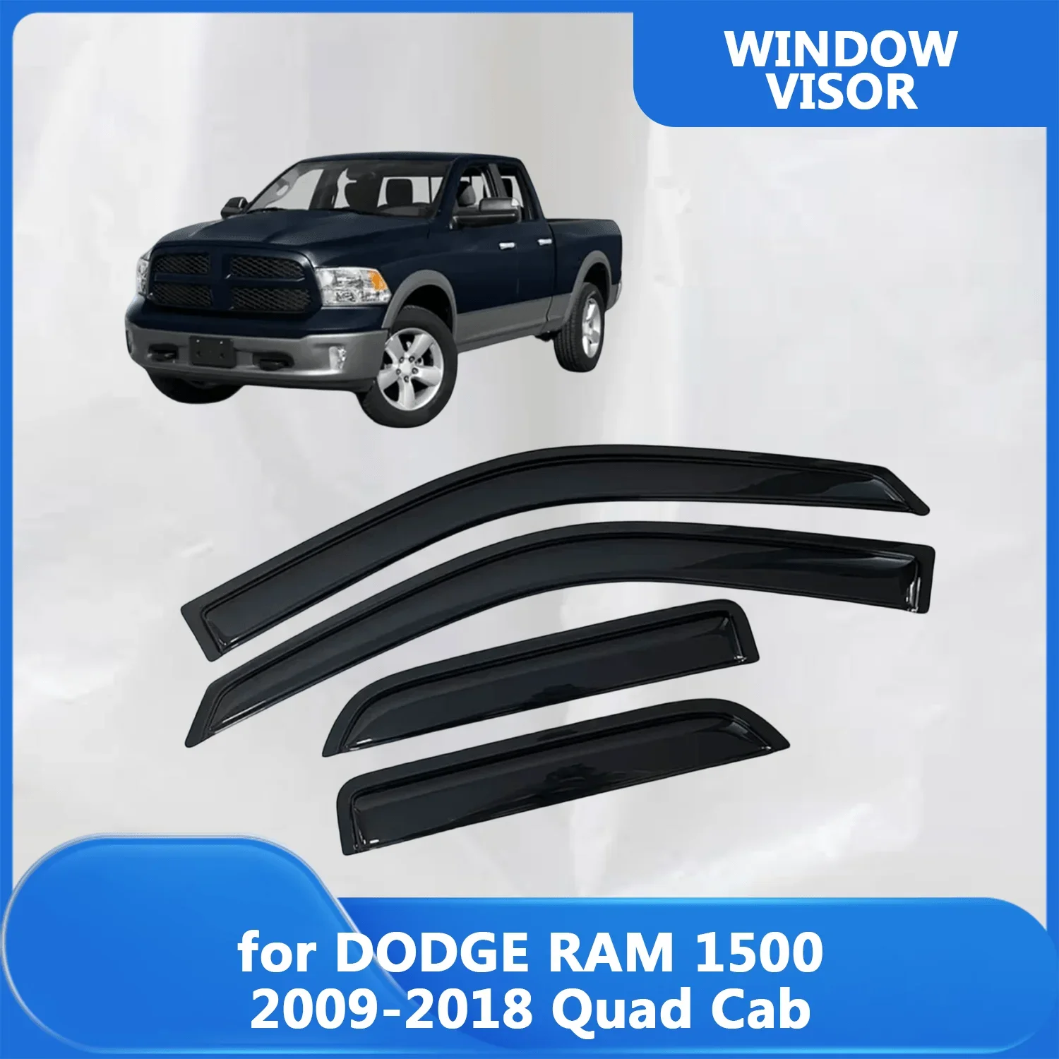 

Window Visor for DODGE RAM 1500 2009 2010 2011 2012 2013 2014 2015 2016 2017 2018 Quad Cab Wind Deflectors Rain Guards Door