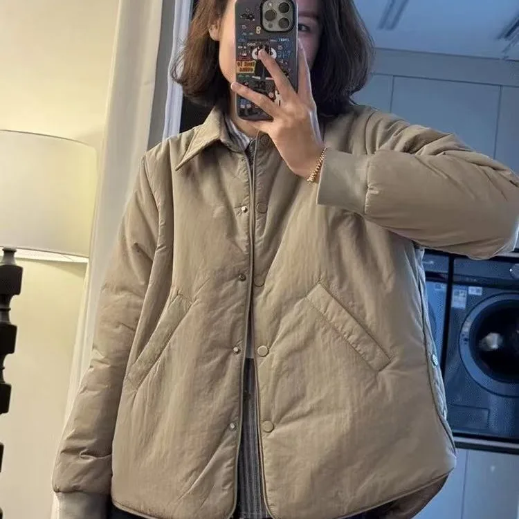 

plus Size Casual Classic Warm Cotton Jacket Women's Autumn Winter Loose Fit Slimming Outerwear Simple Style Commute Fashion