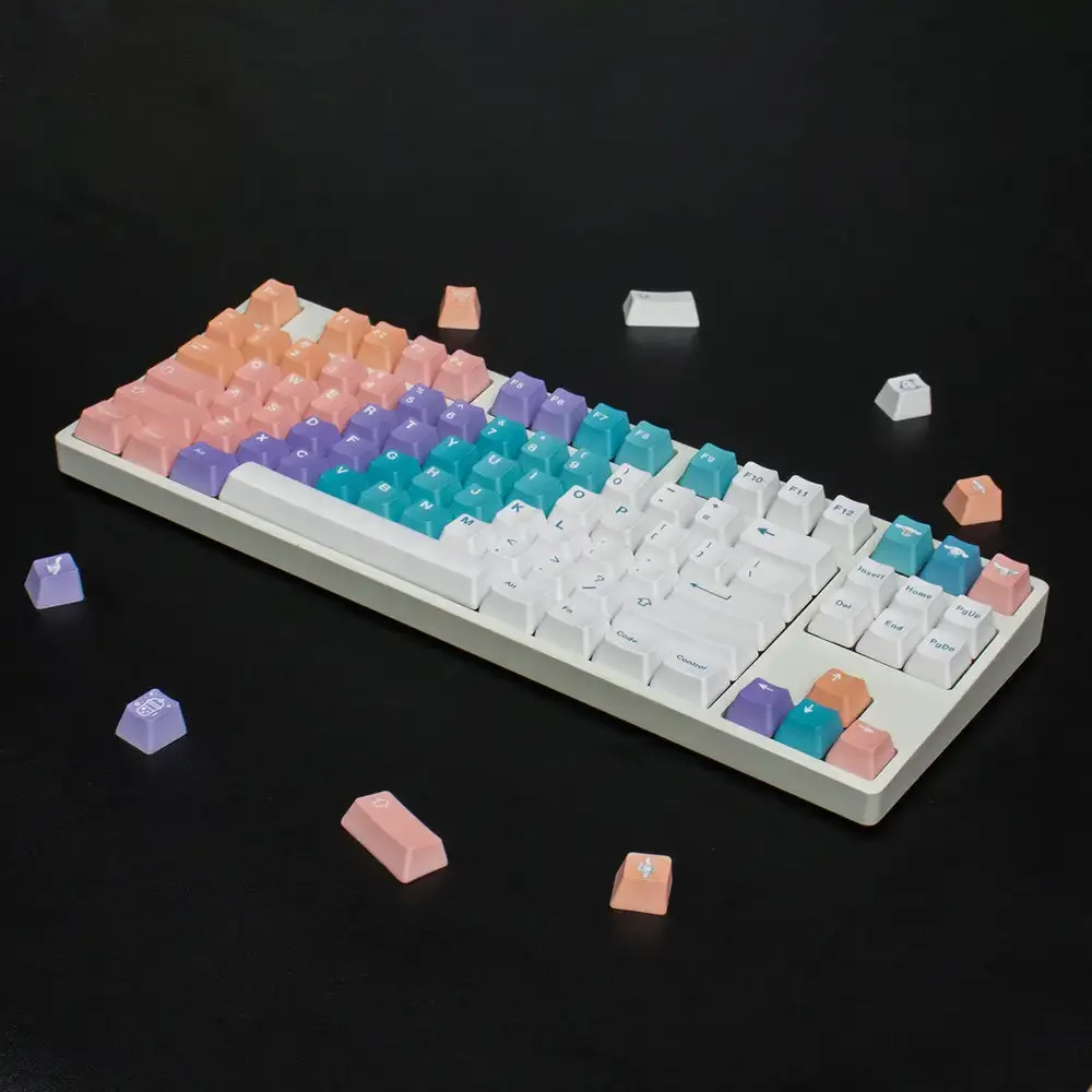 

130 Keys Rainbow Gradient Keycaps Double Shot Custom Keycaps PBT Mechanical Keyboard Keycaps