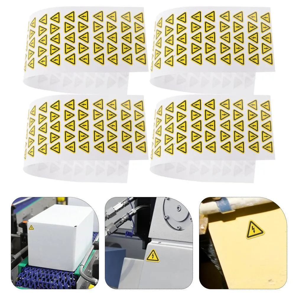 200Pcs High Voltage Warning Sticker Yellow Electric Hazard Sign Triangular Safety Decal Peel Stick Reusable for Panels Equipment view 2