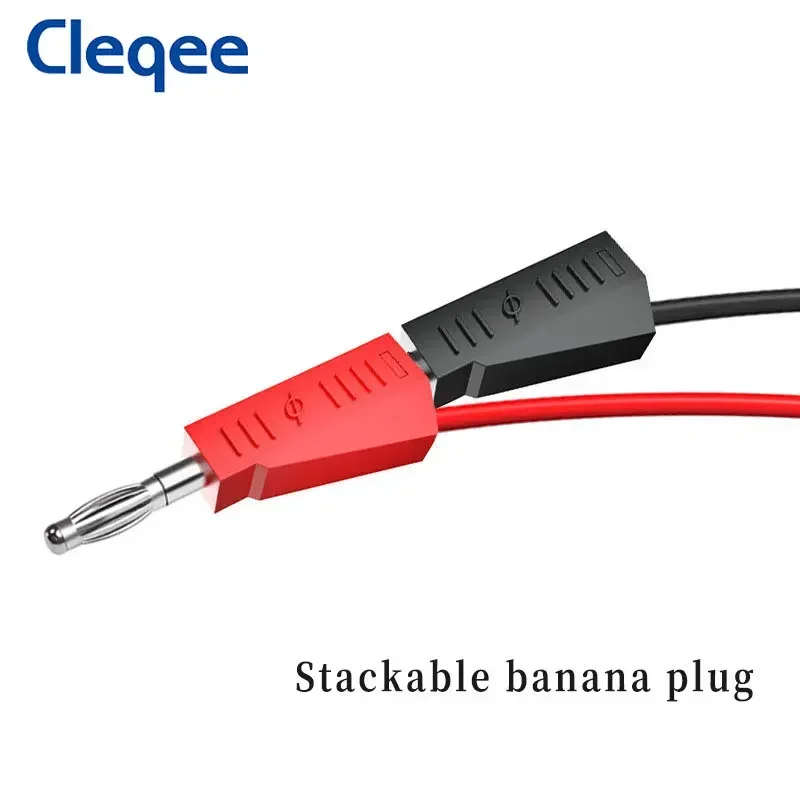 Cleqee P1009 BNC Male to Dual 4mm Banana Plug Stackable Type Test Leads Probe Cable 120CM