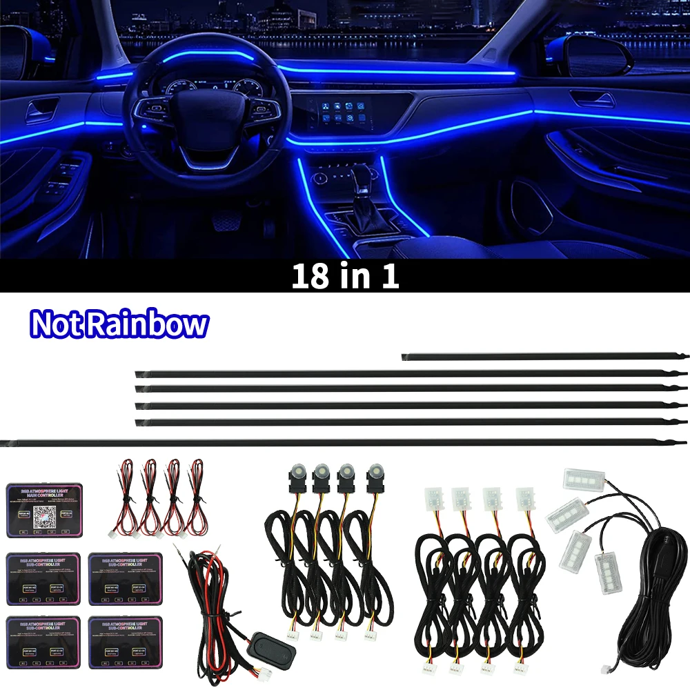 WUMFIRE 64 Farben RGB Symphony Auto-Ambientebeleuchtung 6/10/18 in 1 Innenraum Acryl LED-Streifenlicht Dekoration Atmosphärenlampe mit APP-Steuerung 3