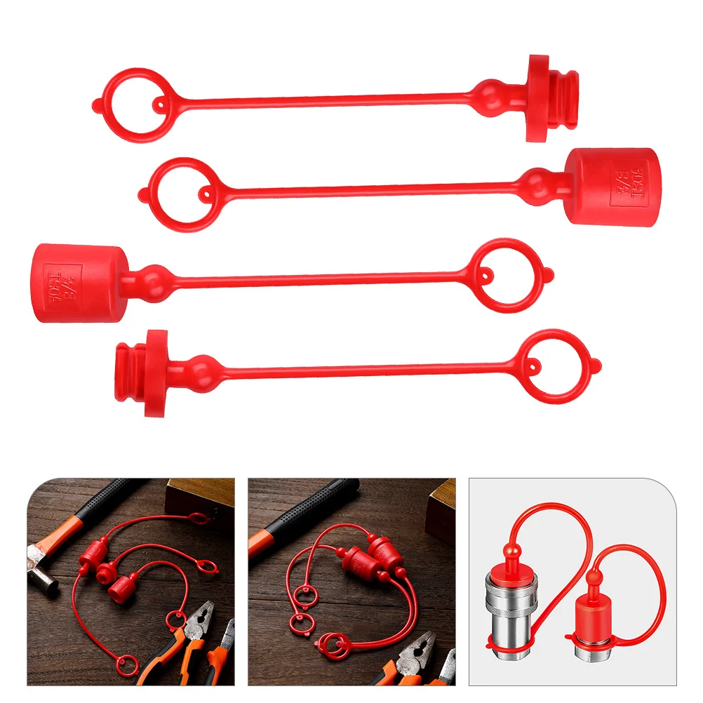 2 Sets Connector Dust Protection Cap Hydraulic Hose Caps and Plugs Flat Face Coupler Change