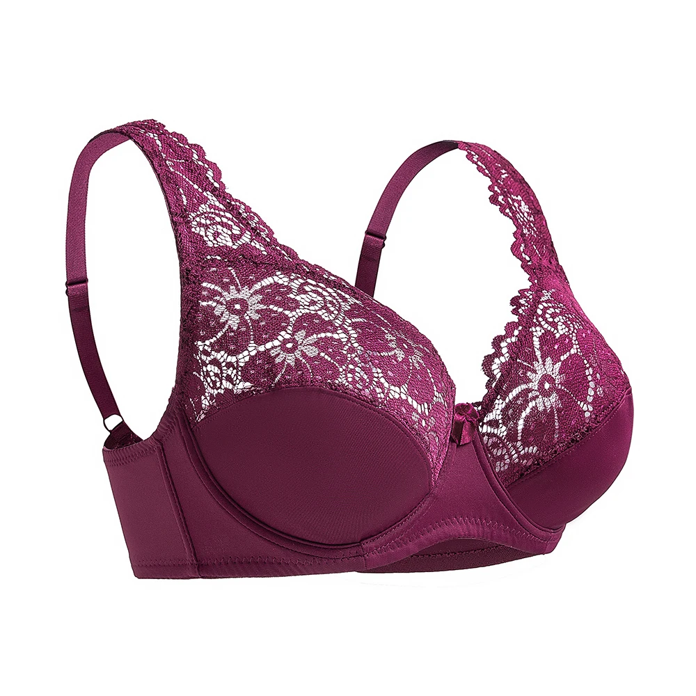 Soutiens-gorge en dentelle transparente sans doublure pour femmes, soutien-gorge grande taille, broderie florale, plongeant, lingerie sexy,