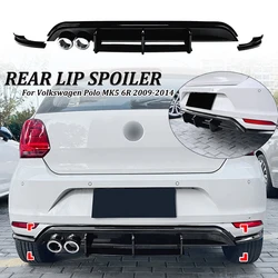 Rear Bumper Lowe Lip Diffuser Spoiler Splitter Protector Gloss Black Car For Volkswagen Polo MK5 6R 2009-2014 Modification