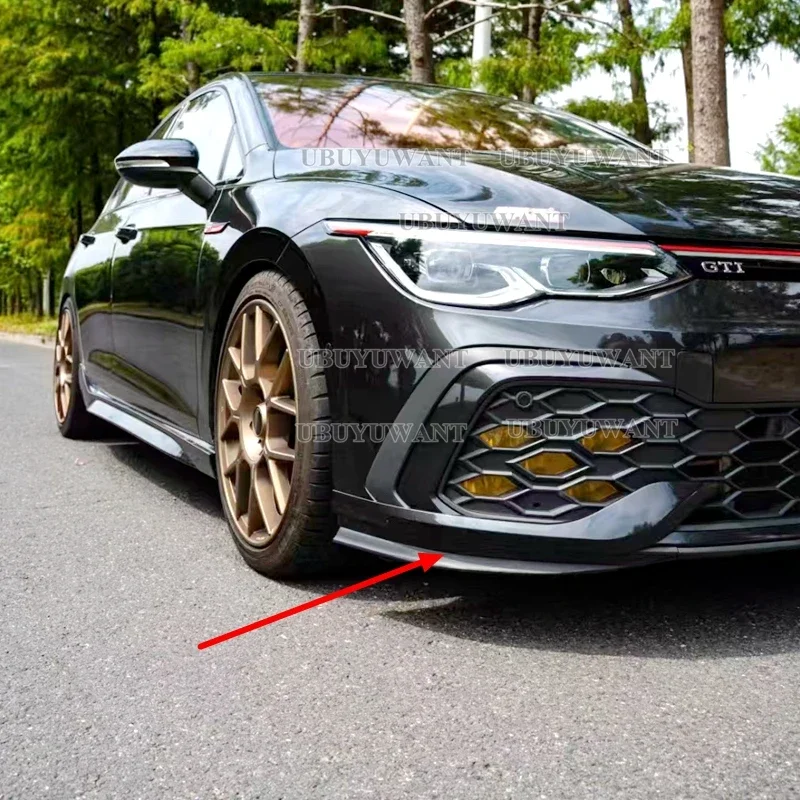 For VW Golf MK8 R-Line / GTI Car Bright Black /Other Colors Front Bumper Side Splitter Spoiler Trim Fog Light Canard 2020+